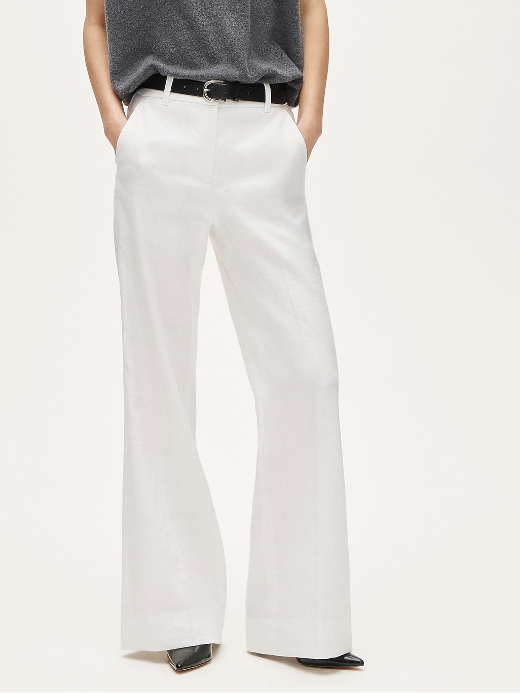 J. Crew Carolina Flare Pant Stretch Linen Blend Wide Leg White Nwt $168 Size 14